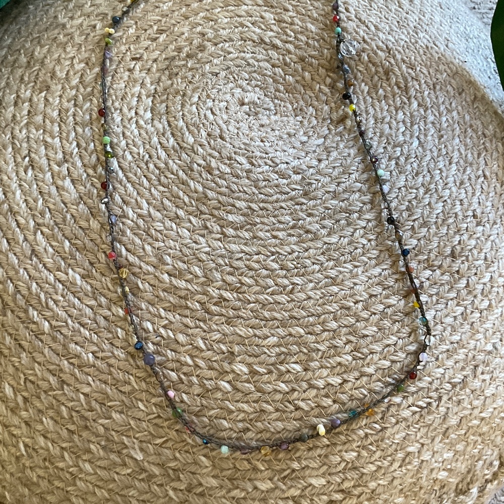 ONU hand crocheted mixed bead necklace